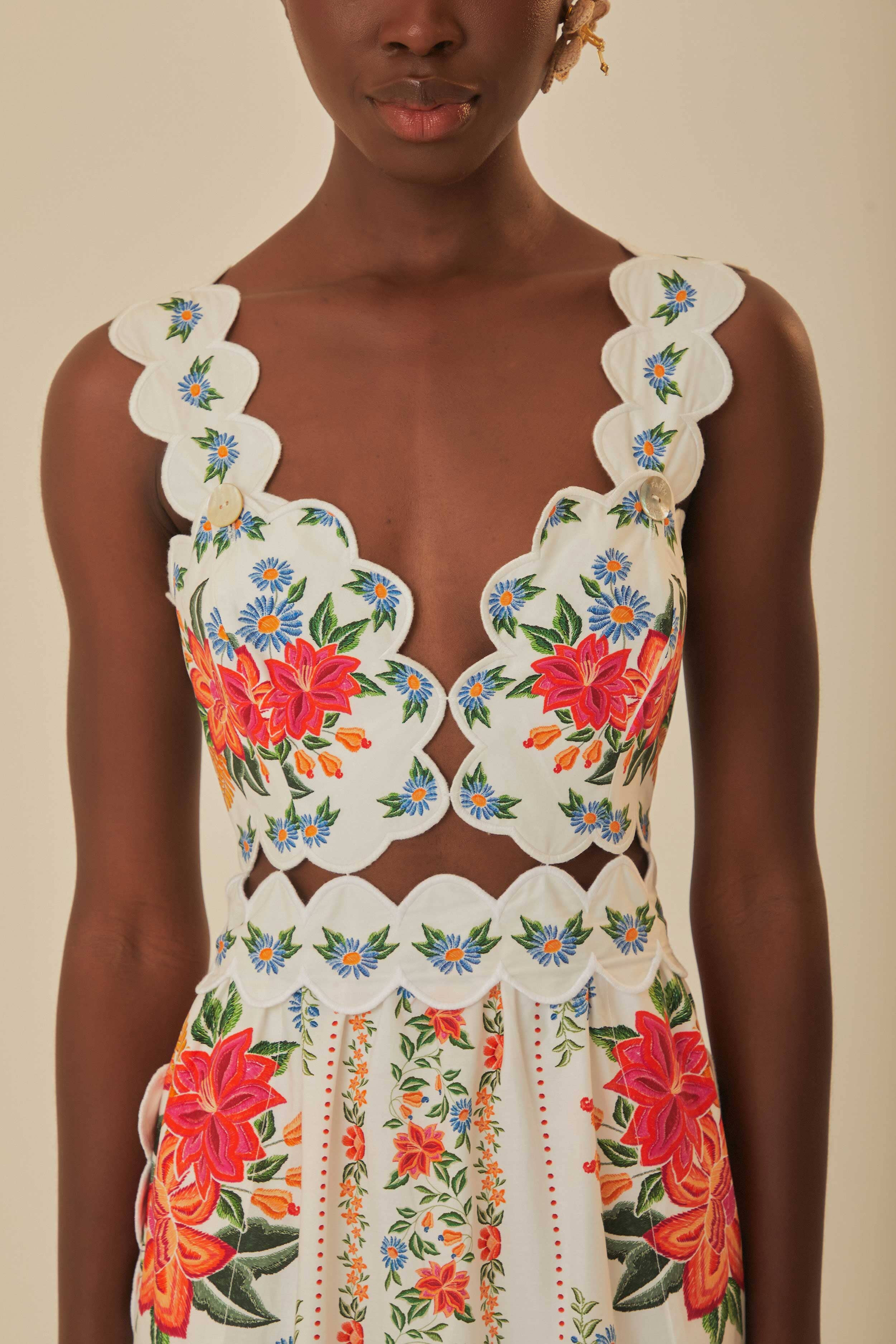 Off-White Bloom Garden Maxi Dress | FarmRio (US)