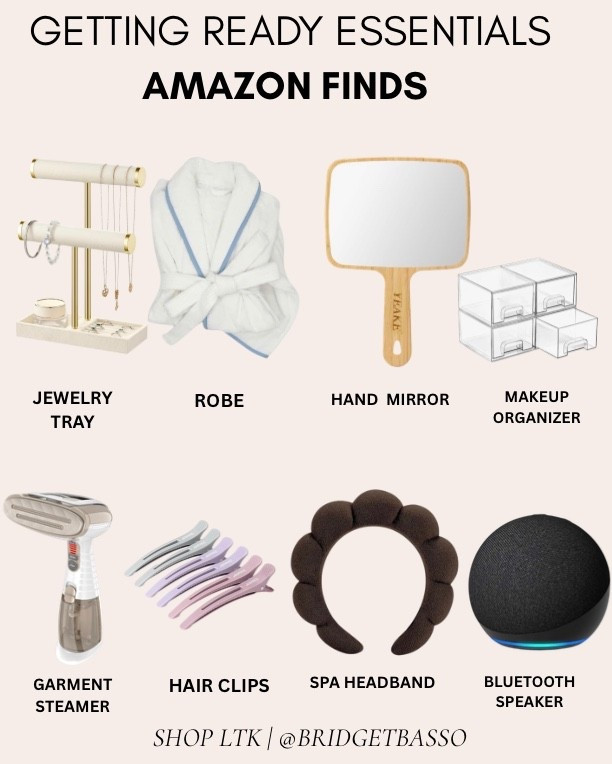 Amazon getting-ready essentials to add to your Prime Day list ✨ Everything for an easier routine, including a robe, hand mirror, makeup organizer, jewelry tray, garment steamer, hair clips, spa headband and Bluetooth speaker.

#LTKgrwm #LTKSaleAlert #LTKselfcare