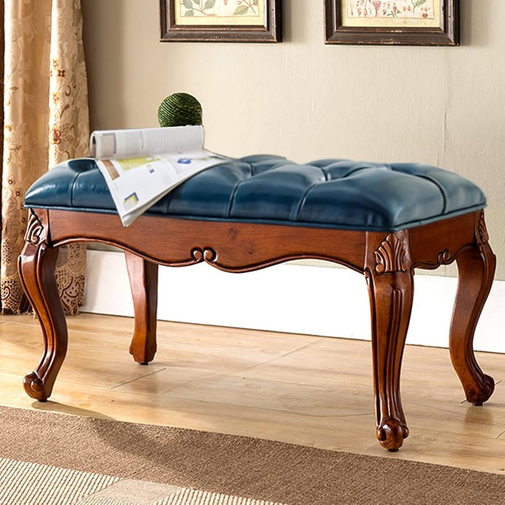Easy Assembly Entryway Bench for Hallway Entryway Bedroom,Tufted Vintage Shoe Rack with Leather C... | Amazon (US)