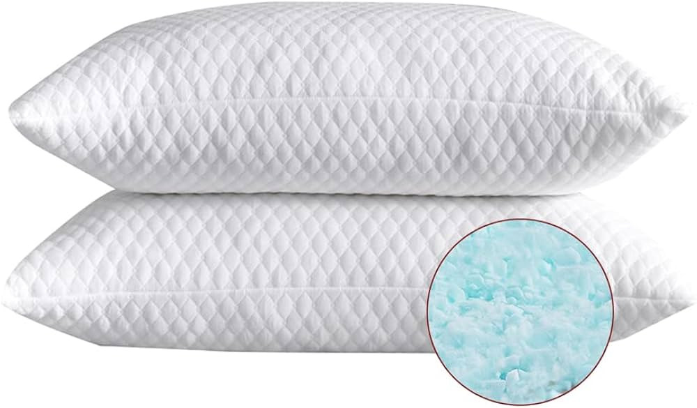 NTCOCO 2 Pillows, Shredded Memory Foam Bed Pillows for Sleeping, with Washable Removable Bamboo C... | Amazon (US)