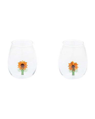 2pk Figural Sunflower Stemless Glasses | TJ Maxx