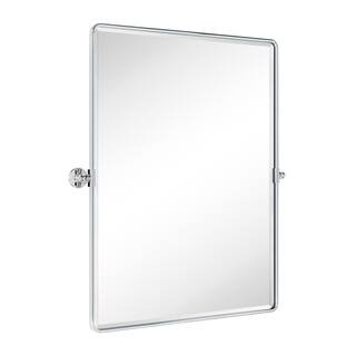 Woodvale 30 in. W x 40 in. H Extra Large Pivot Rectangular Metal Framed Wall Mounted Bathroom Vanity Mirror in Chrome | The Home Depot