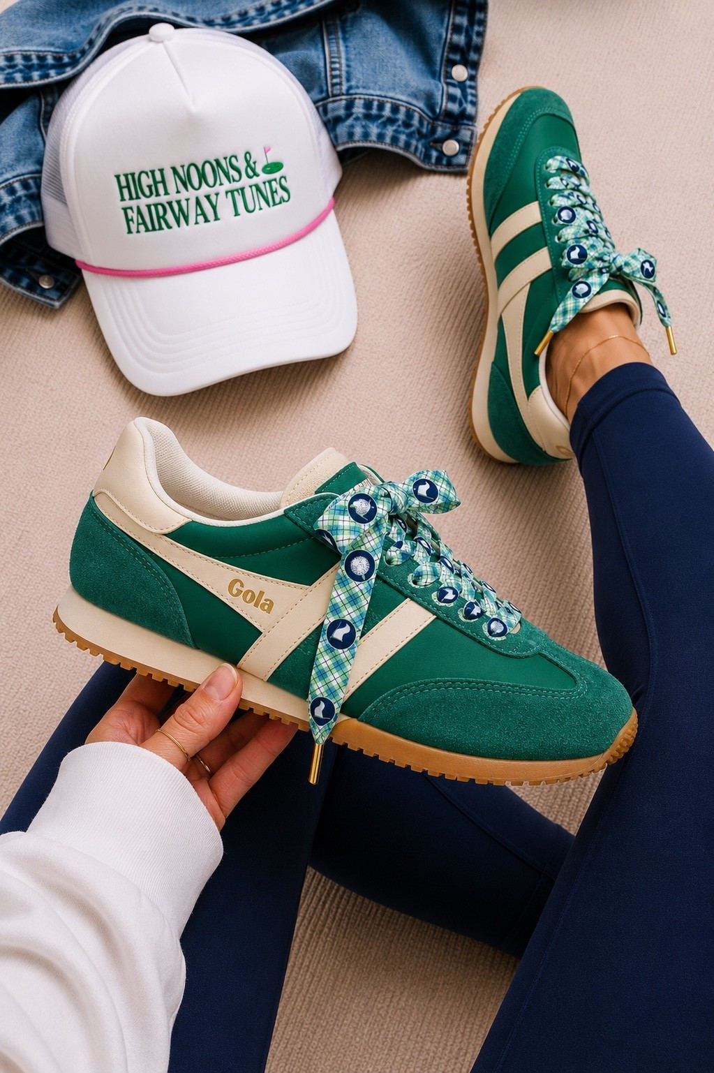 OK obsessed with the green GOLA sneakers and then I updated it with a cute little golf shoelace ladies

#LTKmomlife #LTKootd #LTKgrwm