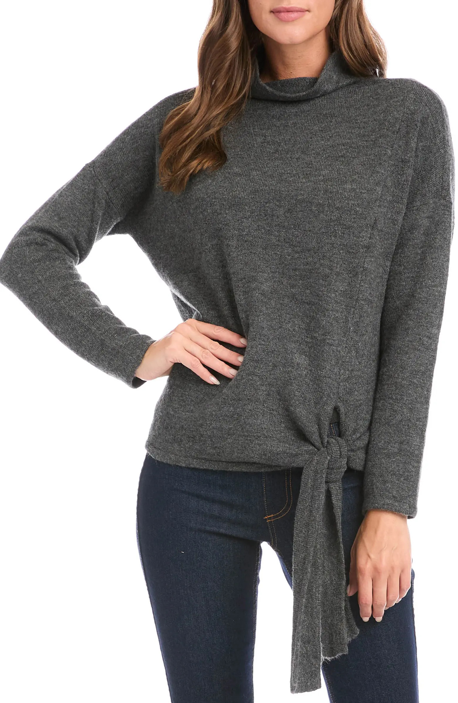 Mock Neck Tie Hem Sweater | Nordstrom