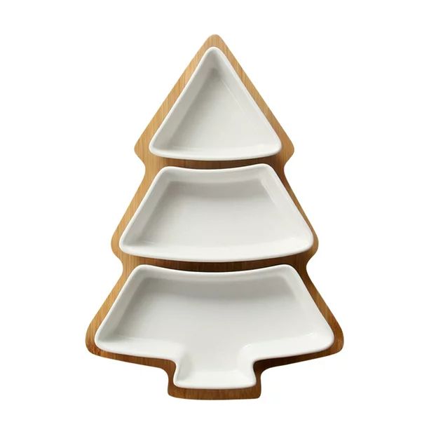 Hemoton Christmas Tree Ceramic Dish Tray Porcelain Removable Snack Platter Cookie Plates Holiday ... | Walmart (US)