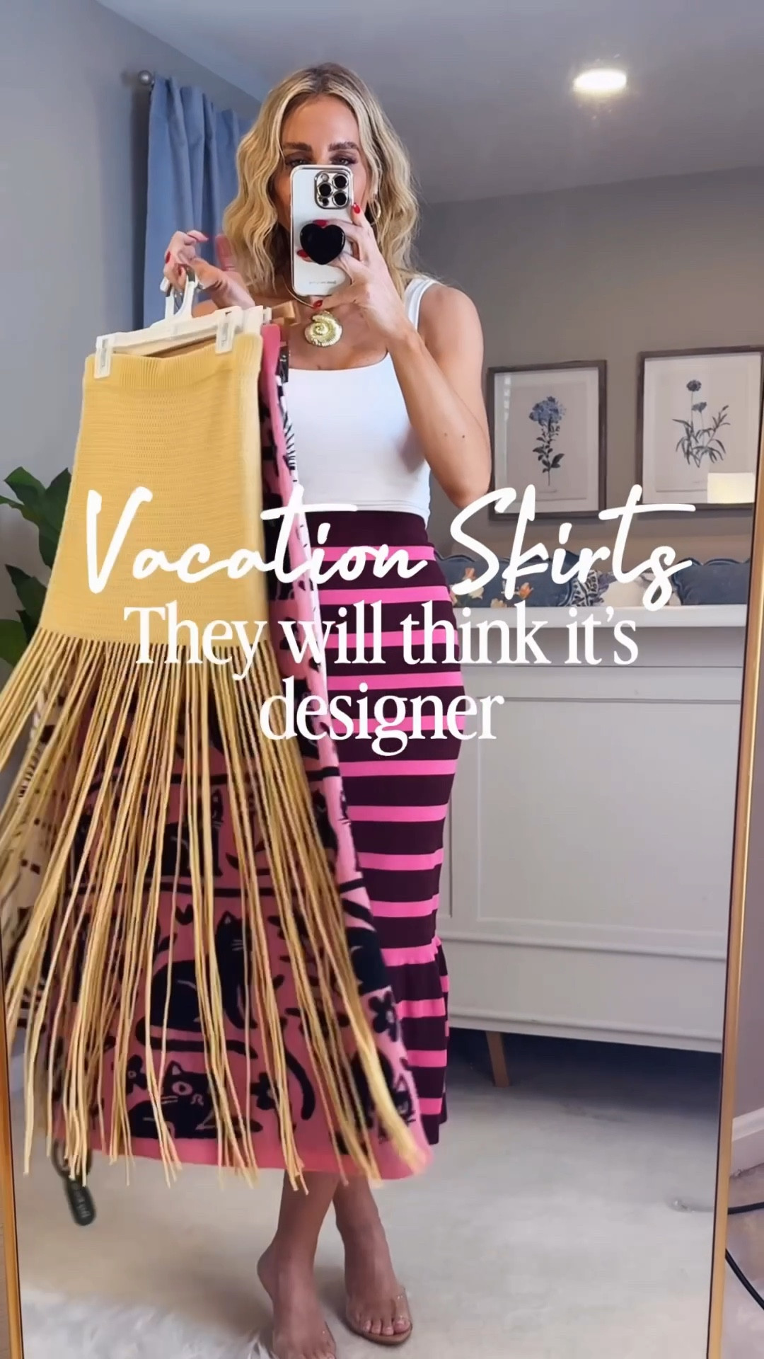 Vacation skirts that they will think our designer. From Amazon Dillards Bloomingdale’s revolve in Nordstrom.  

#LTKSeasonal #LTKOver40 #LTKSaleAlert