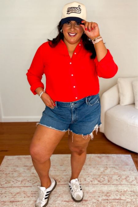 I love this shorts + button down outfit! Wearing an XL in the top and a size 16 (33) in the shorts. I usually size up one in shorts for comfort!! 

#LTKMidsize #LTKFindsUnder50 #LTKStyleTip
