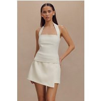 Amelita Suiting Halter Top - Ivory I MESHKI I Size S | MESHKI US
