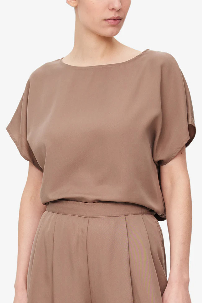 Woven T-Shirt Taupe Tencel Twill | The Sleep Shirt