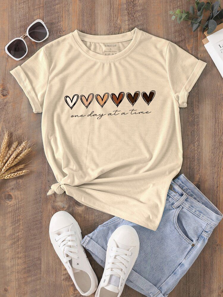 Heart And Slogan Graphic Tee | SHEIN