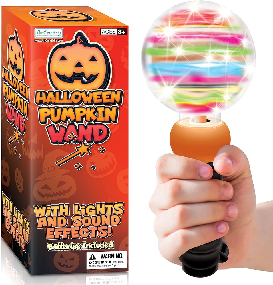 ArtCreativity Light-Up Halloween Pumpkin Magic Wand Toy with Sound, Jack-O-Lantern Light Up Toys ... | Amazon (US)