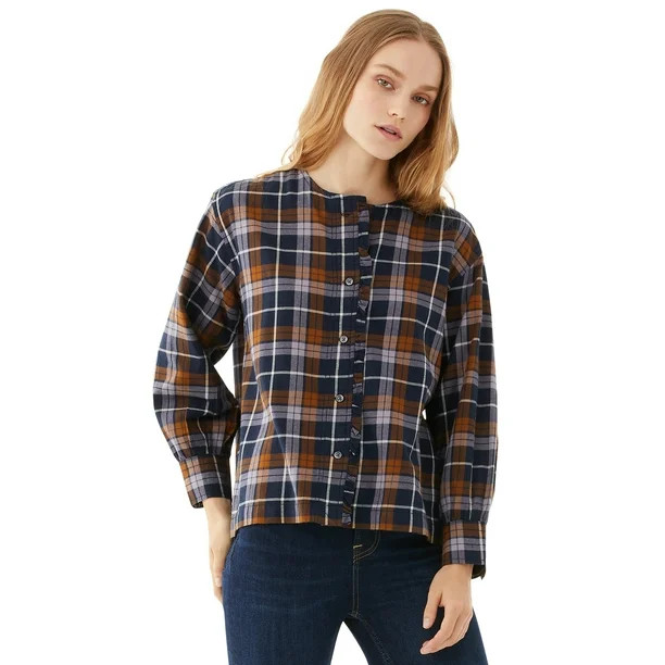 Free Assembly Women's Micro Ruffled Top | Walmart (US)