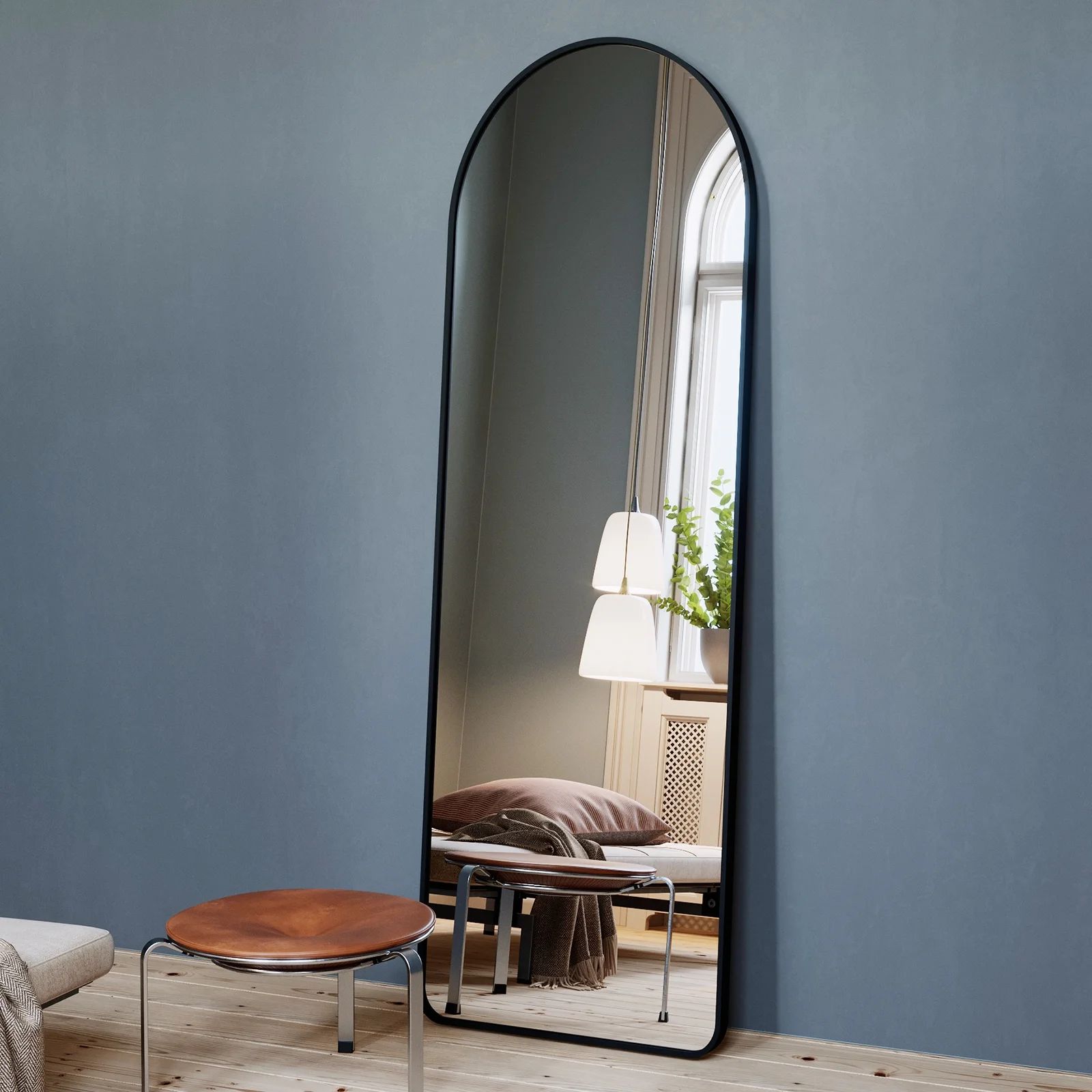 BEAUTYPEAK Arched Full Length Mirror, 65"x22" Floor Length Mirror with Aluminum Alloy Frame, Full... | Walmart (US)
