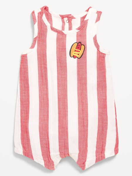 Printed Sleeveless Double-Weave One-Piece Romper for Baby | Old Navy (US)