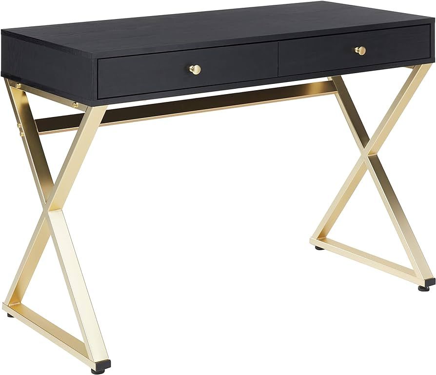 ACME Furniture Acme Coleen Desk, black & Brass Small | Amazon (US)
