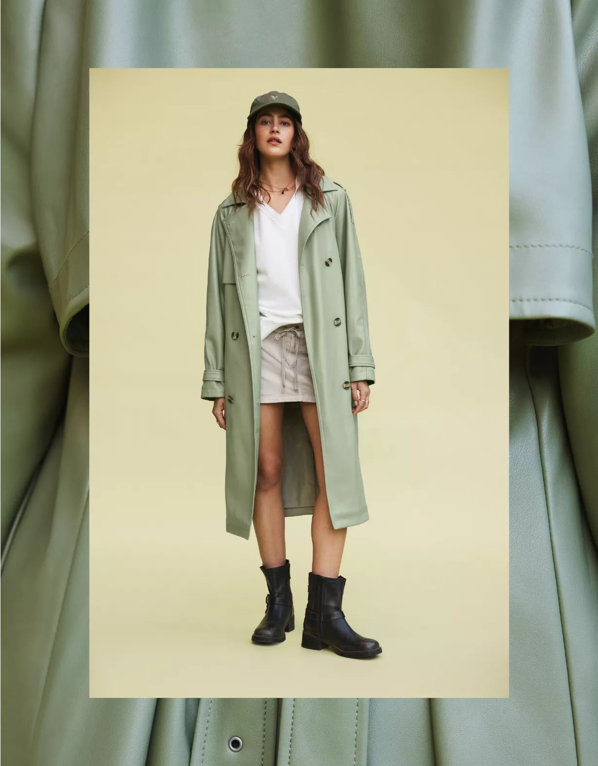 AE Vegan Leather Trench Coat | American Eagle Outfitters (US & CA)
