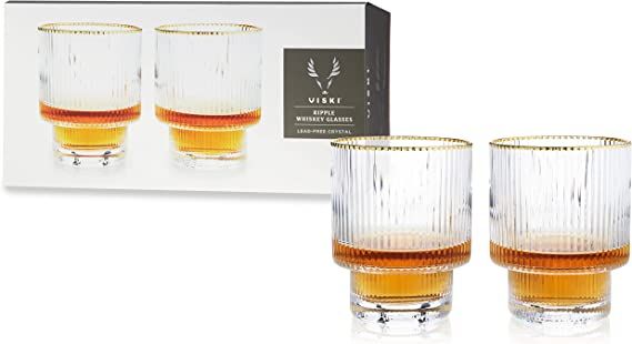 Viski Meridian Lowball Glasses Set of 2 - Vintage Drinking Tumblers for Whiskey, Scotch & Bourbon... | Amazon (US)