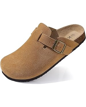 KIDMI Women's Suede Clogs Leather Mules Cork Footbed Sandals Potato Shoes with Arch Support | Amazon (US)