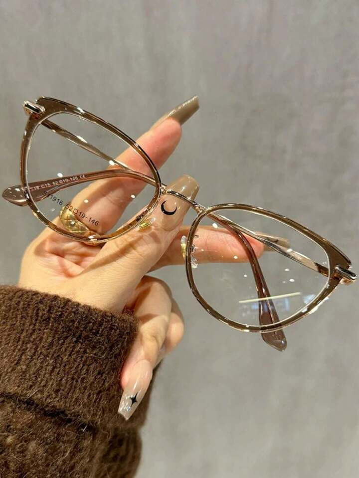 Y2k Cold Tea Colored Cat Eye Glasses For Women Clear Glasses Accessories Blue Light Glasses Acces... | SHEIN