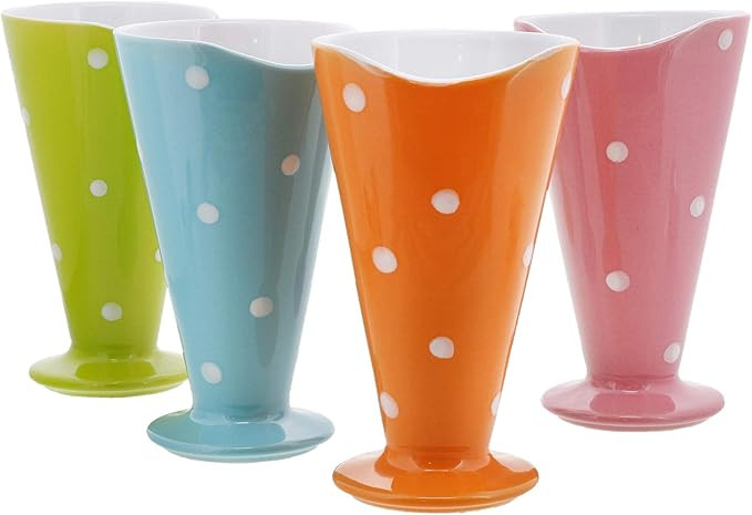 Polka Dot Ceramic Sundae Ice Cream Cup - Set of 4 (Mix) | Amazon (US)