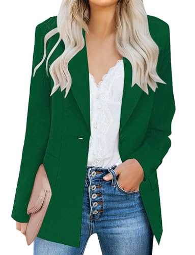 luvamia Women's Casual Long Sleeve Lapel Button Slim Work Office Blazer Jacket Womens Blazers Casual Green Blazer Jacket Women Jolly Green Size Xx-Large Size 20 Size 22 | Amazon (US)