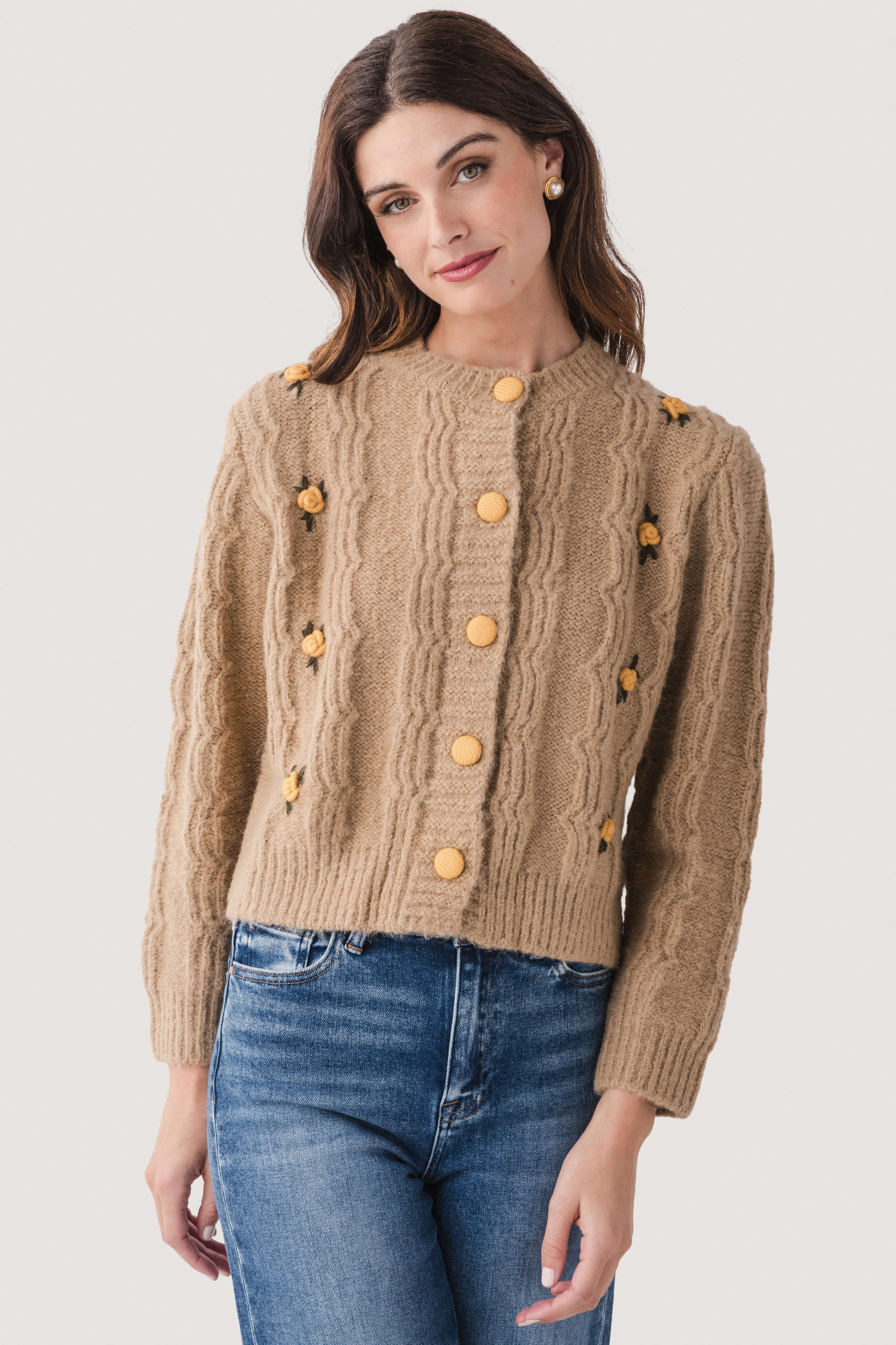 Raisonnel Embroidered Flower Cardigan | Social Threads
