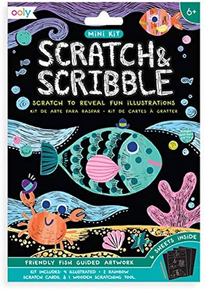 Ooly Mini Scratch & Scribble Art Kit: Friendly Fish, Colorful Scratch Book for Kids Ages 6 and Up... | Amazon (US)