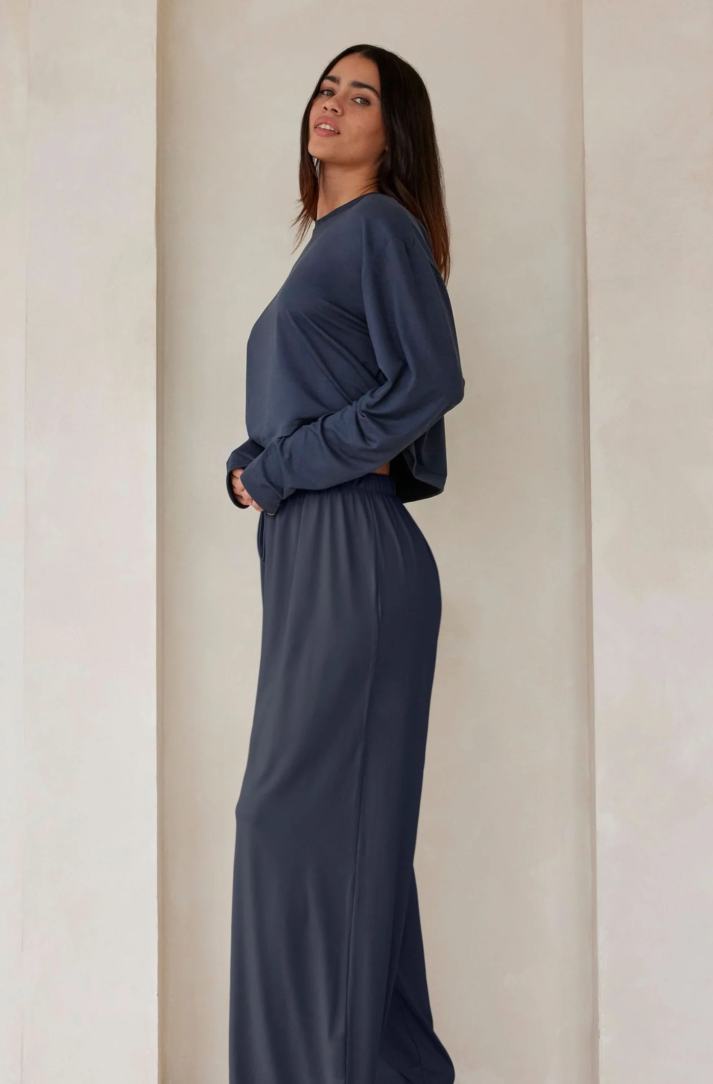 The Cloud Long-Sleeve Cropped Lounge Tee | Shop Bumpsuit's Maternity Loungewear Cloud Collection | BUMPSUIT