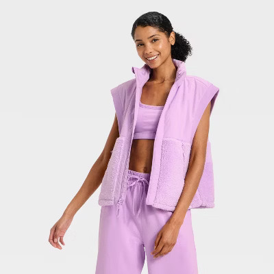 Women's High Pile Vest - JoyLab™ Purple S | Target