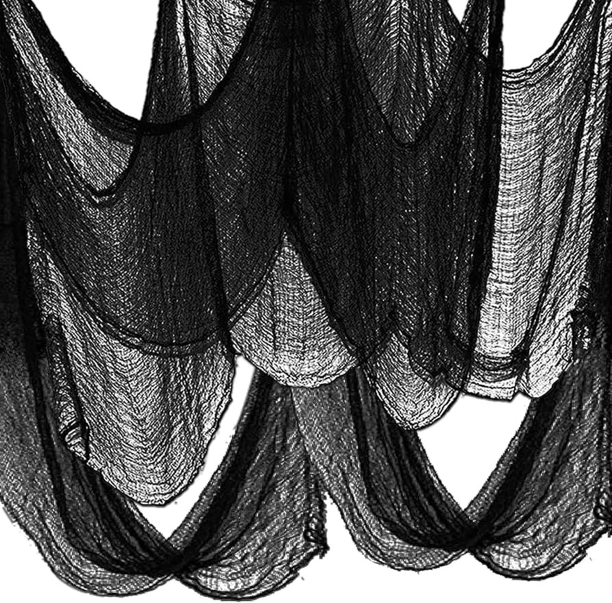 JUNQIU Halloween Creepy Cloth, 5PCS Black Fabric Halloween Decor, 30×72inch Black Cheesecloth - Cree | Amazon (US)