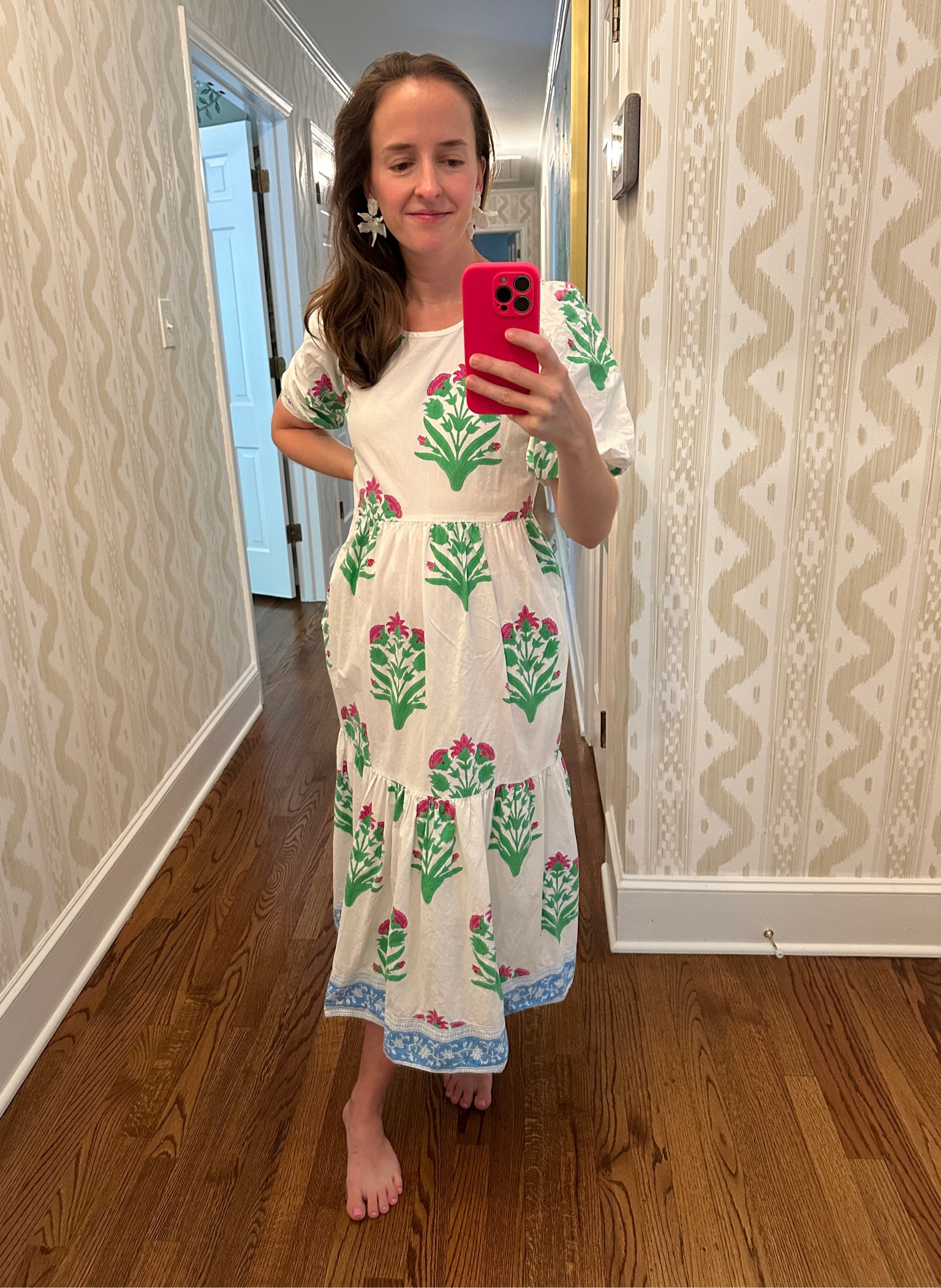 SZ Blockprint Gaia dress is a staple. I wear an XS. This one is from last year but Tuckernuck and Maisonette have the same cut in a different print for this season and it is 💯 So comfy and I get at least three compliments each time I wear this!