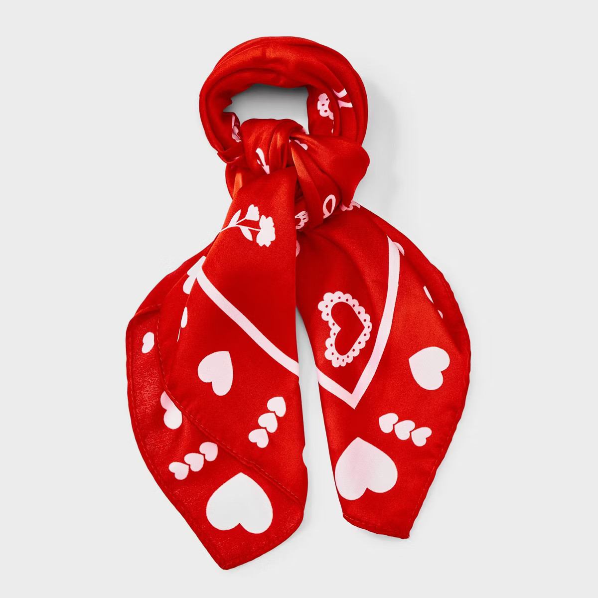 Valentines Rose Heart Bow Printed Headscarf - Red | Target