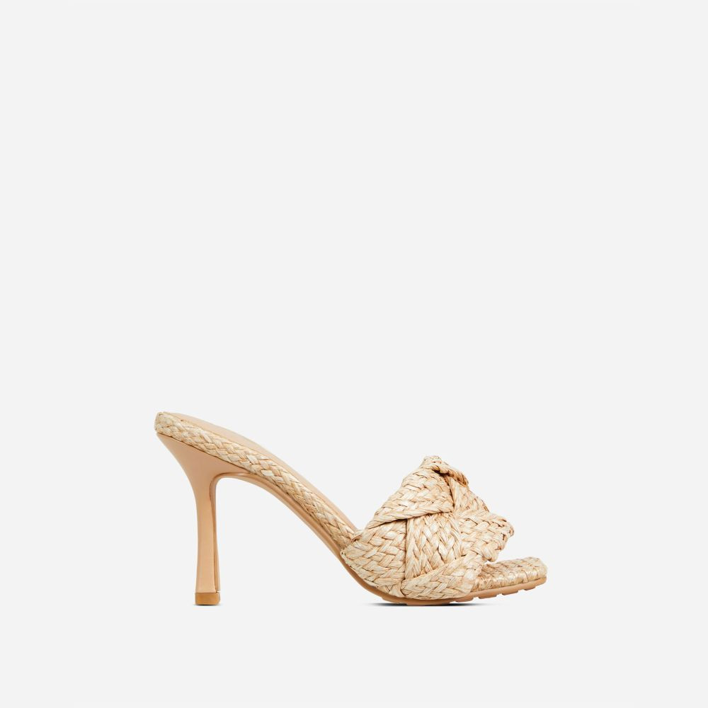 Better-Now Woven Detail Square Toe Heel Mule In Nude | EGO (UK)