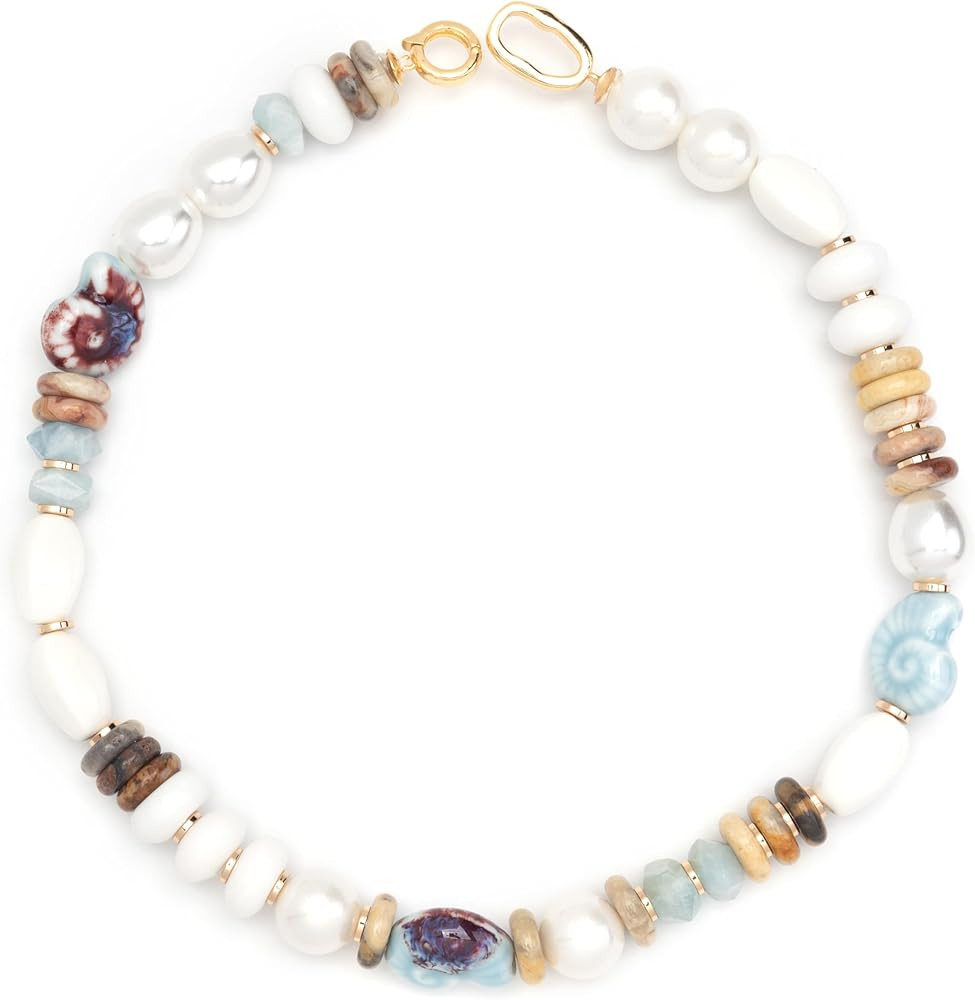 Seaside Blue Multi-Color Bead Necklace | Amazon (US)