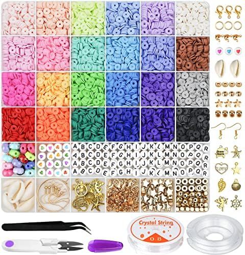 Gionlion 6000 Pcs Clay Beads for Bracelet Making, 24 Colors Flat Round Polymer Clay Beads 6mm Spa... | Amazon (US)
