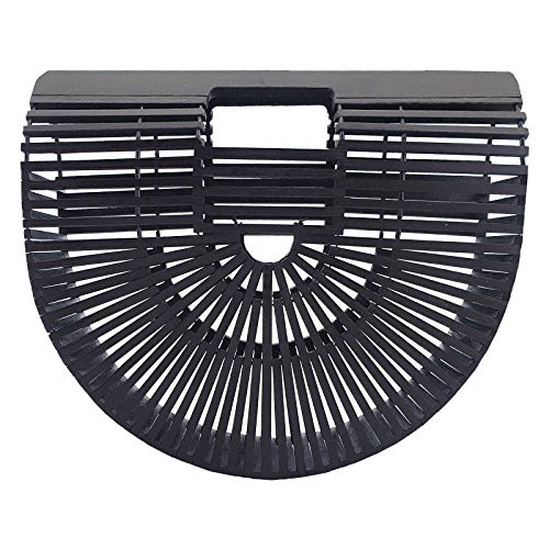 Miuco Womens Bamboo Handbag Handmade Large Tote Beach Bag Size Large Black | Amazon (US)