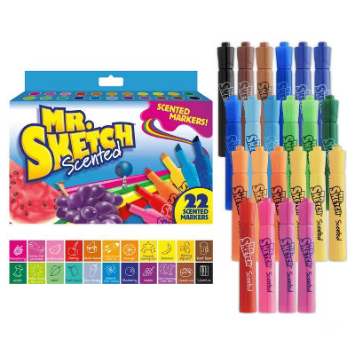 Mr. Sketch 22pk Scented Markers Chisel Tip: Bold Artist Markers for Kids, Multicolored School Supplies, Ages 3+ | Target