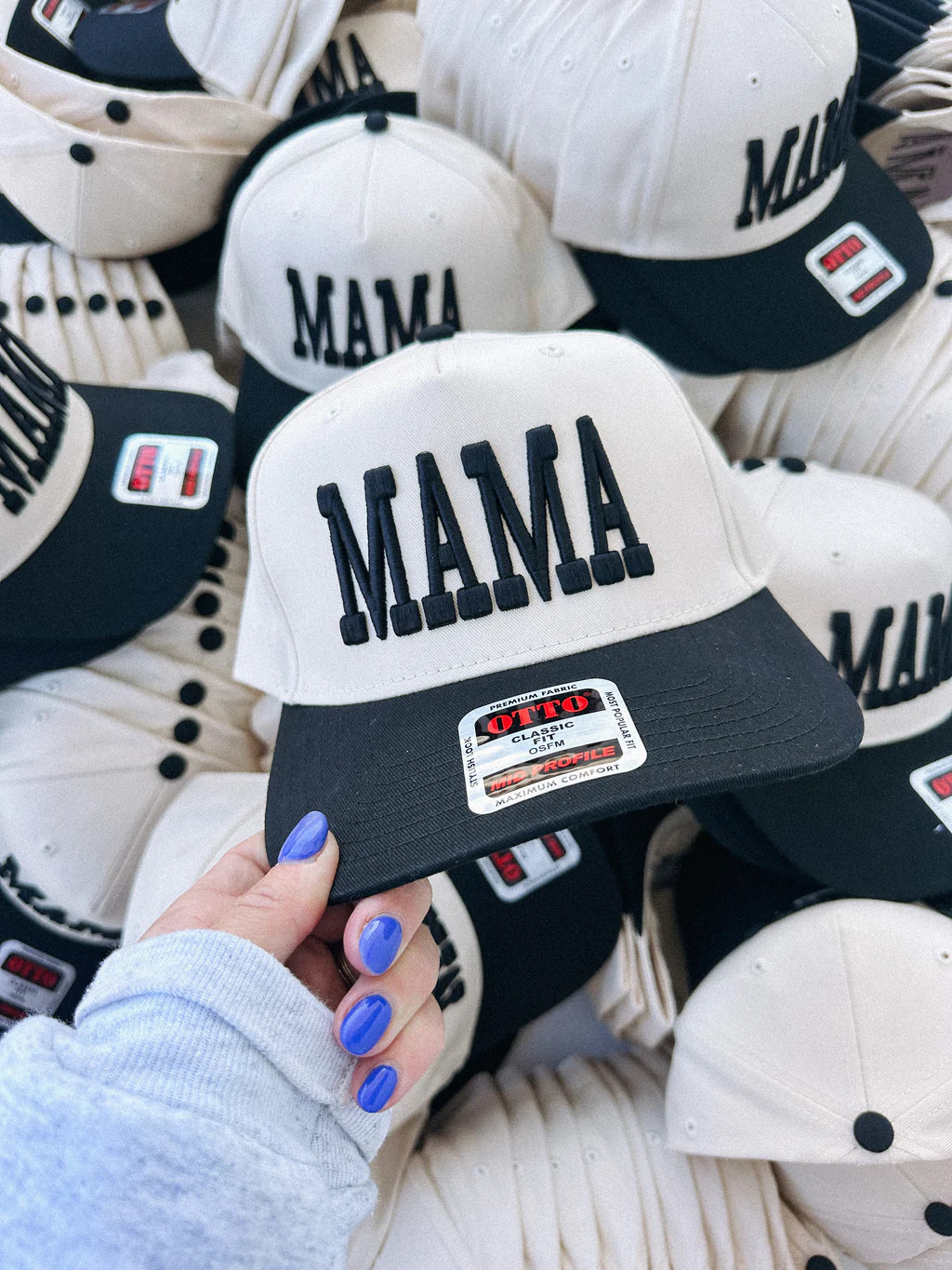 black + cream mama puff trucker hat | Etta & East