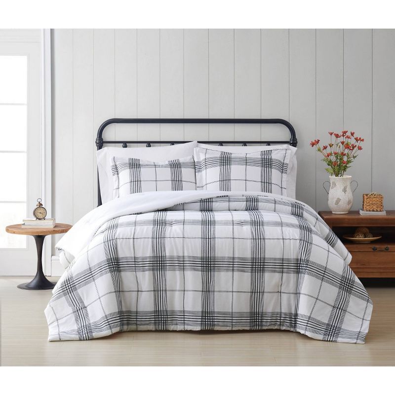 Cottage Plaid Comforter Set White/Black - Cottage Classics | Target