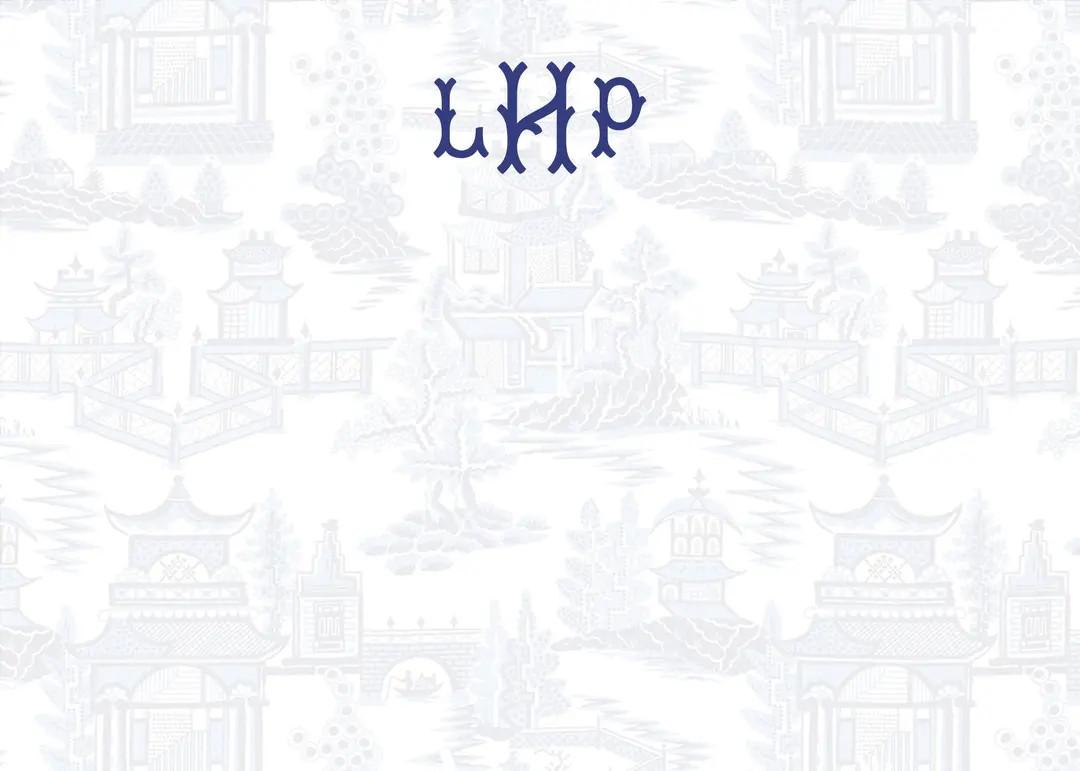 Blue and White Pagoda Chinoiserie Pattern (all-over) Stationery, Invitation or Announcement Set -... | Etsy (US)