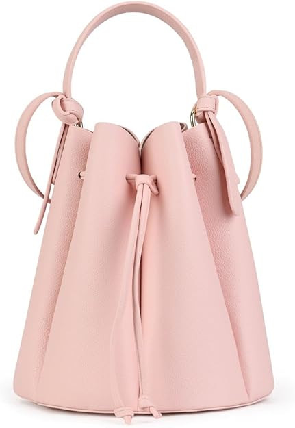Women's petal-shaped cowhide bucket bag, drawstring design, hand or shoulder, multi-functional co... | Amazon (US)