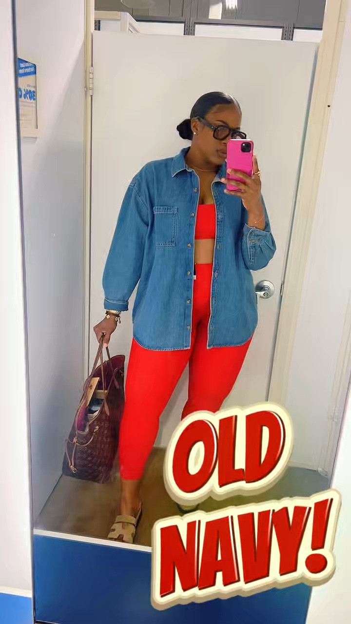 Perfect for travel, mommy life, errands or even the gym..! Literally a multifunctional outfit❤️ 
Oversized denim top: XL
BRA: large
Pants: X-Large 

#LTKTall #LTKPlusSize #LTKMidsize
