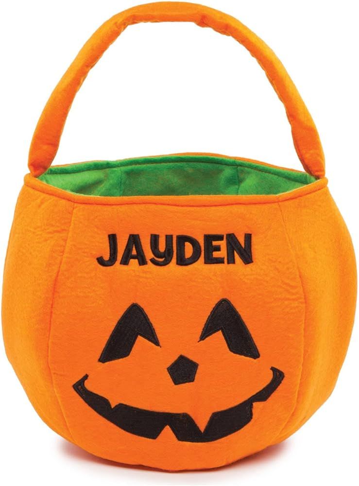 Halloween Trick or Treat Bucket Bag | Custom Name Embroidered on Plush Candy Basket for Kids | Amazon (US)