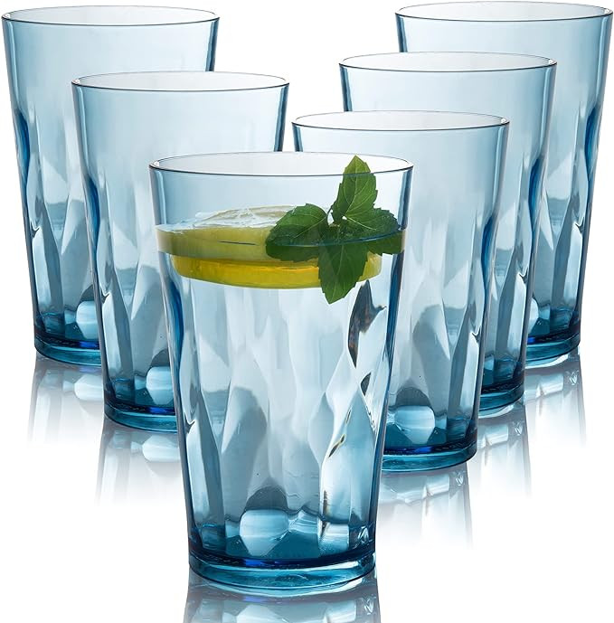 JGIRL Unbreakable Plastic Drinking Glasses [Set of 6] Shatterproof Tumblers, Reusable Glass Cups,... | Amazon (US)