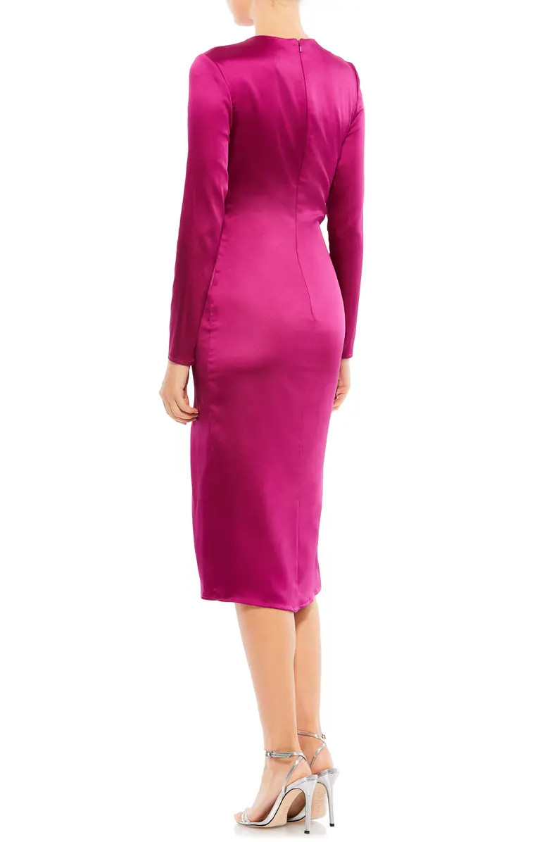 Side Twist Long Sleeve Satin Sheath Dress | Nordstrom