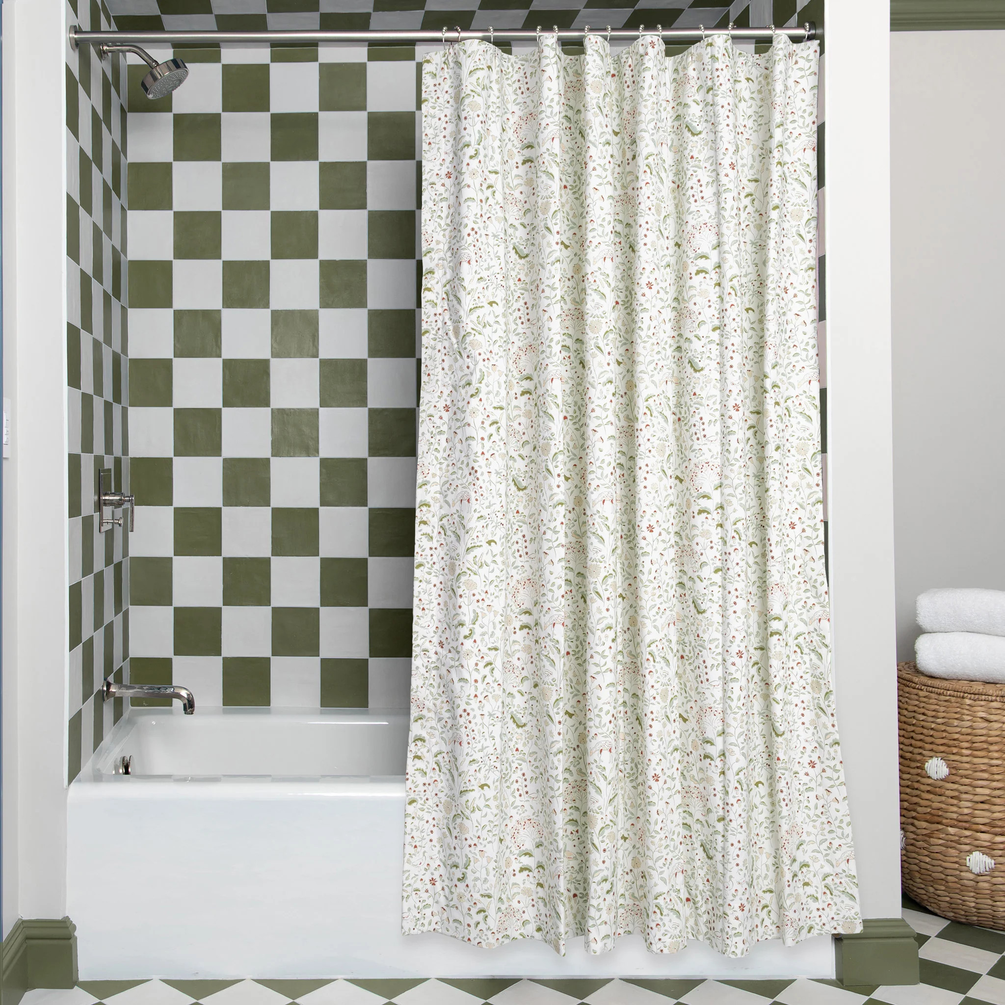 Pink Floral Shower Curtains: Ruby Moss | Pepper Home | Pepper