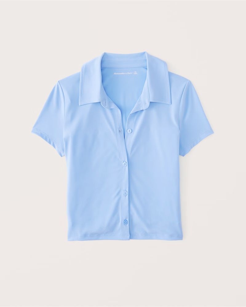 Short-Sleeve Button-Up Polo | Abercrombie & Fitch (US)