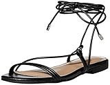 The Drop Women's Samantha Flat Strappy Lace-Up Sandal, Faux Leather Black, 8.5 | Amazon (US)