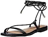 The Drop Women's Samantha Flat Strappy Lace-Up Sandal, Faux Leather Black, 6 | Amazon (US)