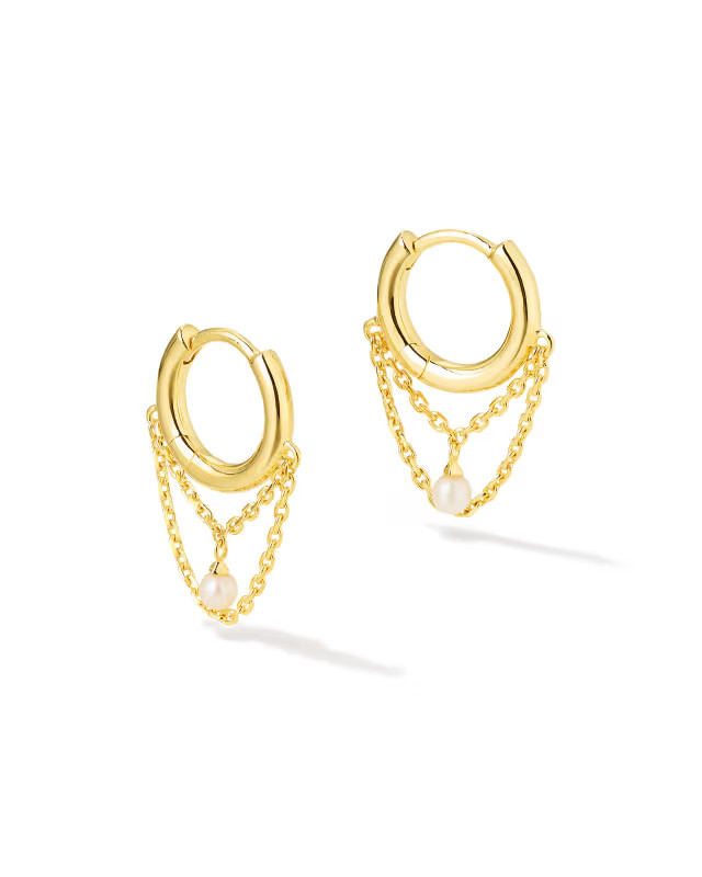 Davina 18k Gold Vermeil Pearl Huggie Earrings in White Pearl | Kendra Scott